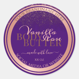 Stijlvolle Paarse productverpakkingslabels Roos Go Ronde Sticker