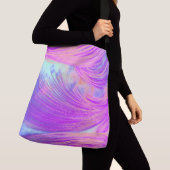 Stijlvolle Paarse roze Abstract Veren Crossbody Tas (Dichtbij)