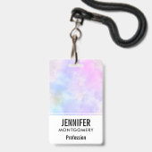 Stijlvolle Paarse Roze Blauwe Abstracte Waterverf Badge (Voorzijde met lanyard)