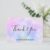 Stijlvolle Paarse roze blauwe Abstracte Waterverf Bedankkaart (Staand voorkant)