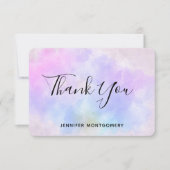 Stijlvolle Paarse roze blauwe Abstracte Waterverf Bedankkaart (Voorkant)
