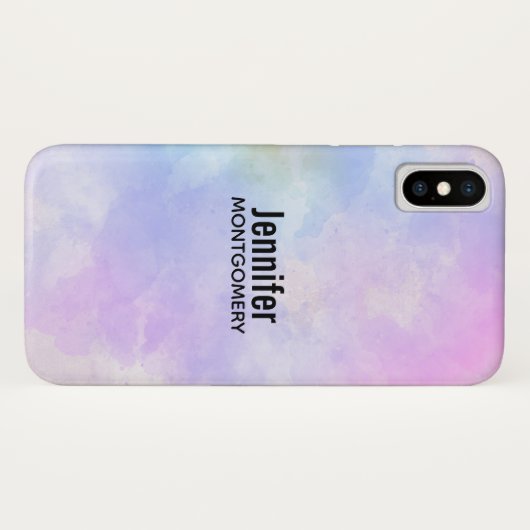 Stijlvolle Paarse roze blauwe Abstracte Waterverf Case-Mate iPhone Case (Achterkant (horizontaal))