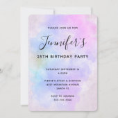 Stijlvolle Paarse roze blauwe Abstracte Waterverf Kaart (Voorkant)