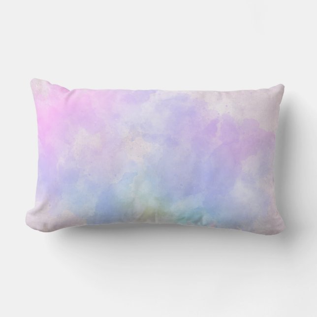 Stijlvolle Paarse roze blauwe Abstracte Waterverf Kussen (Voorkant)