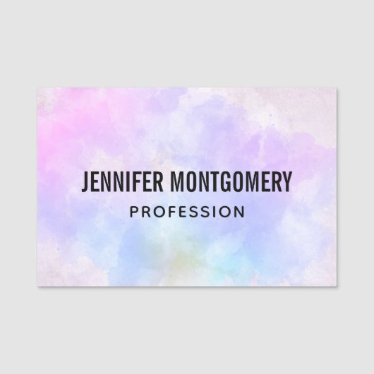 Stijlvolle Paarse roze blauwe Abstracte Waterverf Naamplaatje (Voorkant)