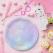 Stijlvolle Paarse roze blauwe Abstracte Waterverf Papieren Bordje (Feest)