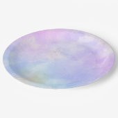 Stijlvolle Paarse roze blauwe Abstracte Waterverf Papieren Bordje (Gekanteld)