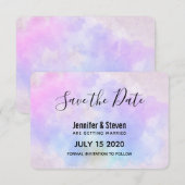 Stijlvolle Paarse roze blauwe Abstracte Waterverf Save The Date (Voorkant / Achterkant)