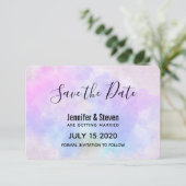Stijlvolle Paarse roze blauwe Abstracte Waterverf Save The Date (Staand voorkant)