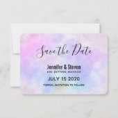 Stijlvolle Paarse roze blauwe Abstracte Waterverf Save The Date (Voorkant)