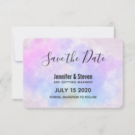 Stijlvolle Paarse roze blauwe Abstracte Waterverf Save The Date