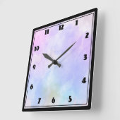 Stijlvolle Paarse roze blauwe Abstracte Waterverf Vierkante Klok (Hoek)