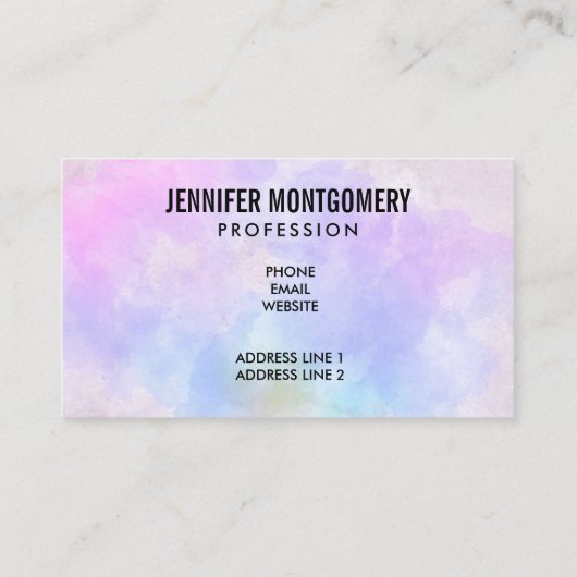 Stijlvolle Paarse roze blauwe Abstracte Waterverf Visitekaartje (Achterkant)