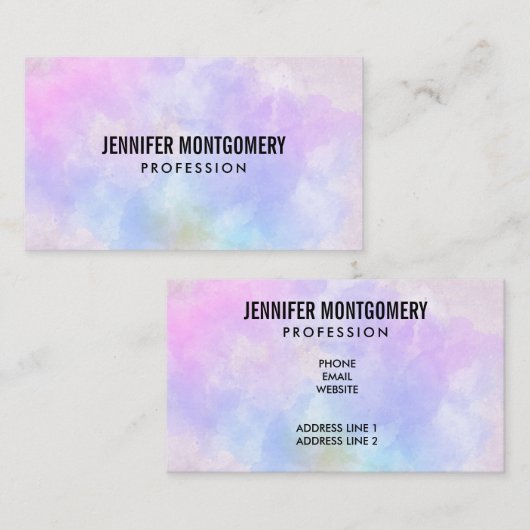 Stijlvolle Paarse roze blauwe Abstracte Waterverf Visitekaartje (Voorkant / Achterkant)