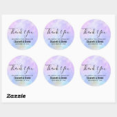 Stijlvolle Paarse Roze Blauwe Waterverf Bruiloft B Ronde Sticker (Vel)