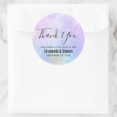 Stijlvolle Paarse Roze Blauwe Waterverf Bruiloft B Ronde Sticker (Tas)