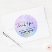 Stijlvolle Paarse Roze Blauwe Waterverf Bruiloft B Ronde Sticker (Envelop)