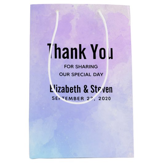 Stijlvolle Paarse roze blauwe Waterverf bruiloft Medium Cadeauzakje (Voorkant)