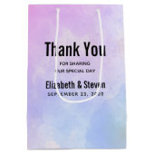 Stijlvolle Paarse roze blauwe Waterverf bruiloft Medium Cadeauzakje (Achterkant)