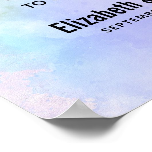 Stijlvolle Paarse roze blauwe Waterverf bruiloft Poster (Hoek)