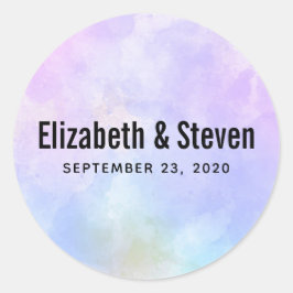 Stijlvolle Paarse roze blauwe Waterverf bruiloft Ronde Sticker