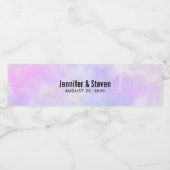 Stijlvolle Paarse roze blauwe Waterverf bruiloft Waterfles Etiket (Enkel label)