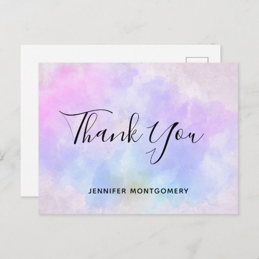 Stijlvolle Paarse roze blauwe Waterverf Hartelijk  Briefkaart (Voorkant / Achterkant)