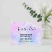 Stijlvolle Paarse Roze Blauwe Waterverf Sla de dat Uitnodiging Briefkaart (Staand voorkant)