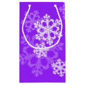 Stijlvolle Paarse sneeuwvlokken Modern kerstpatroo Klein Cadeauzakje (Achterkant)