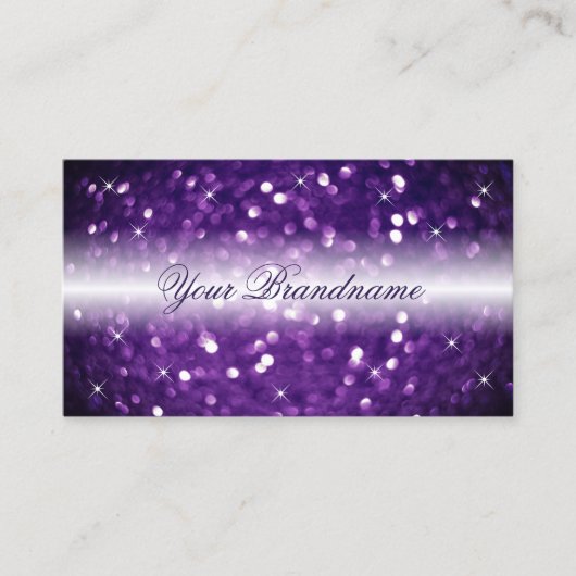Stijlvolle Paarse sprankelende Glitter Wit Glamour Visitekaartje (Voorkant)