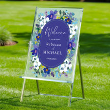 Stijlvolle paarse stoffige blauwe bloemige huwelij