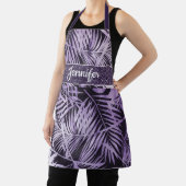 Stijlvolle paarse tropische bladeren met naam schort (Insitu)