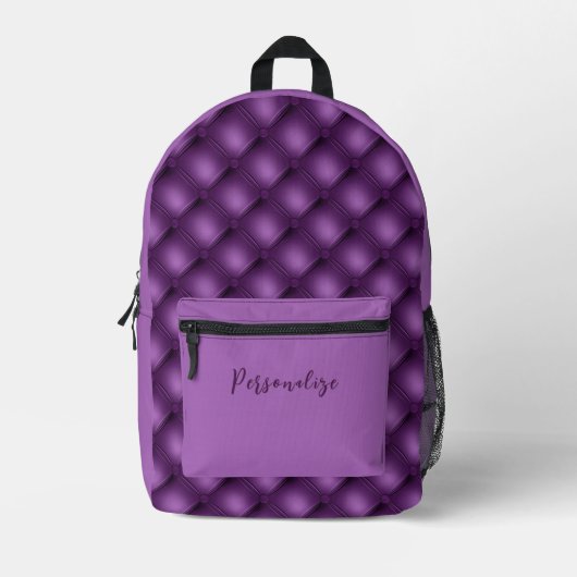 Stijlvolle Paarse Tuft Pattern met Custom Name Bedrukte Rugzak (Voorkant)