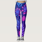 Stijlvolle Paarse Tuin Succulenten Bloemenpatroon Leggings (Voorkant)