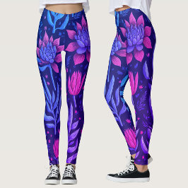 Stijlvolle Paarse Tuin Succulenten Bloemmotief  Leggings
