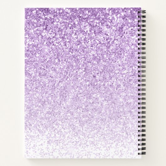 Stijlvolle Paarse Violet Glitter Sparkle Monogram Notitieboek (Achterkant)