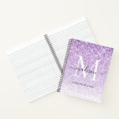 Stijlvolle Paarse Violet Glitter Sparkle Monogram Notitieboek (Binnen)