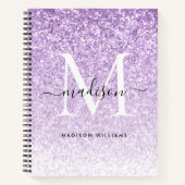 Stijlvolle Paarse Violet Glitter Sparkle Monogram Notitieboek (Voorkant)