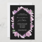 Stijlvolle Paarse Waterverf Magnolia's bruiloft Kaart (Voorkant)