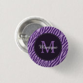 Stijlvolle Paarse Zebra afdrukken met monogram en Ronde Button 3,2 Cm (Voorkant /achterkant)