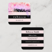 Stijlvolle paarse zwarte roze strepen make-up vierkante visitekaartje (Voorkant / Achterkant)