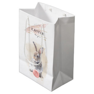 Stijlvolle Paashaas   Gelukkig Pasen Watercolor Ku Medium Cadeauzakje