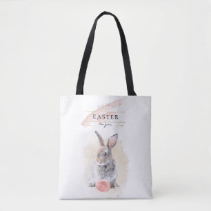 Stijlvolle Paashaas Gelukkig Pasen Watercolor Ku Tote Bag