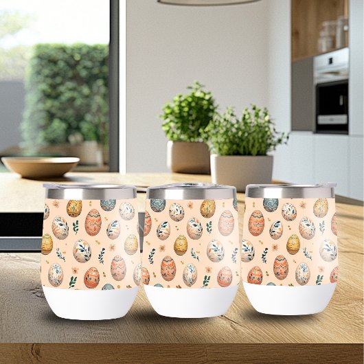 Stijlvolle Paaspatroon Wijn Tumbler