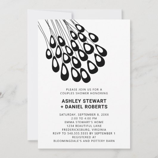 Stijlvolle pacock-feesten Modern Couples Shower Kaart (Voorkant)