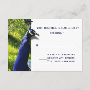 Stijlvolle pacock Weddenschap RSVP-kaart RSVP Kaartje