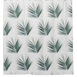 Stijlvolle palm Groene bladeren met schotelgordijn Douchegordijn