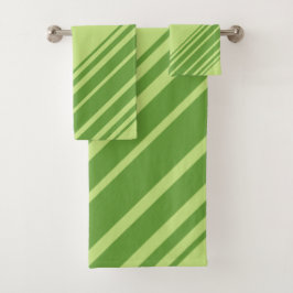 Stijlvolle Palm Leaf Green diagonale strepen Bad Handdoek