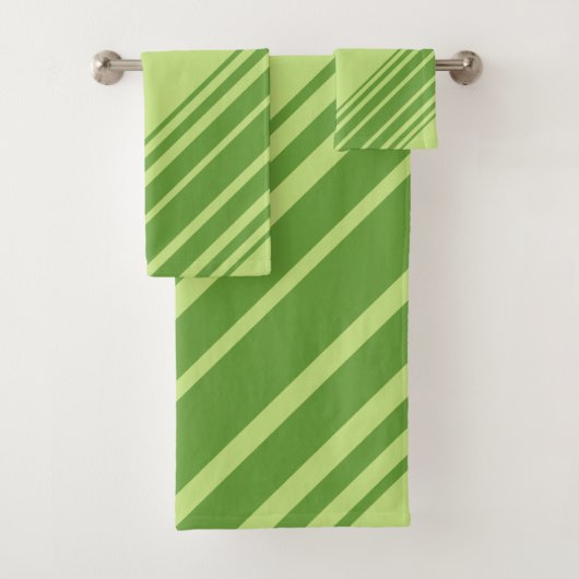 Stijlvolle Palm Leaf Green diagonale strepen Bad Handdoek (Insitu)