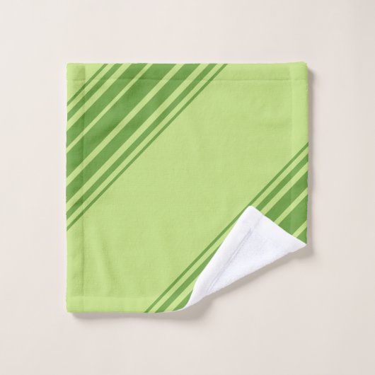 Stijlvolle Palm Leaf Green diagonale strepen Bad Handdoek (Wasdoekje)